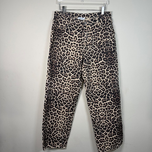 Orange Kiss Essentials Denim - Orange Kiss Essentials 100% Cotton Leopard Mid Rise Straight Leg Jeans Medium